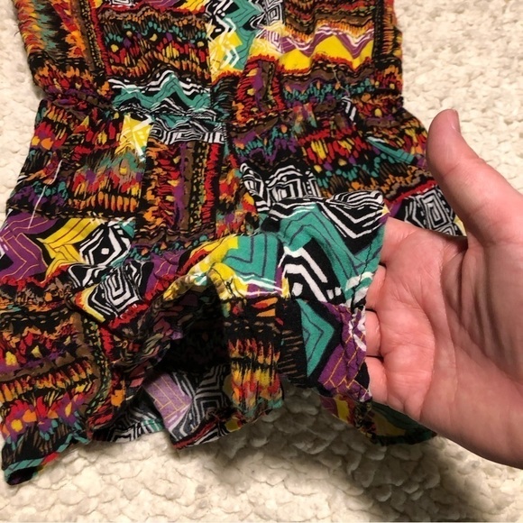 BONGO Artsy Bohemian Aztec 100% Rayon Short One Piece Romper Womens Size Large - Picture 2 of 10